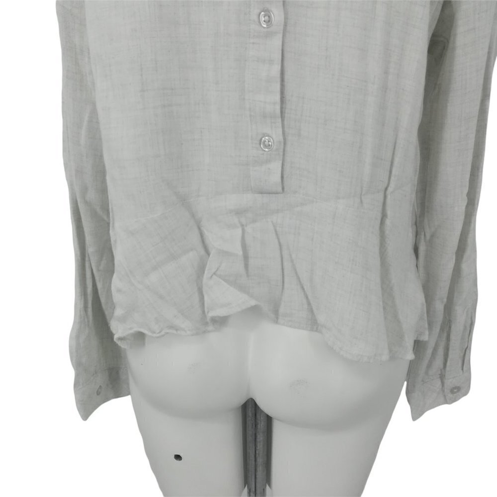 Cloth & Stone Anthropologie Button Back Peplum Blouse Size M Natural Cream - Picture 10 of 12